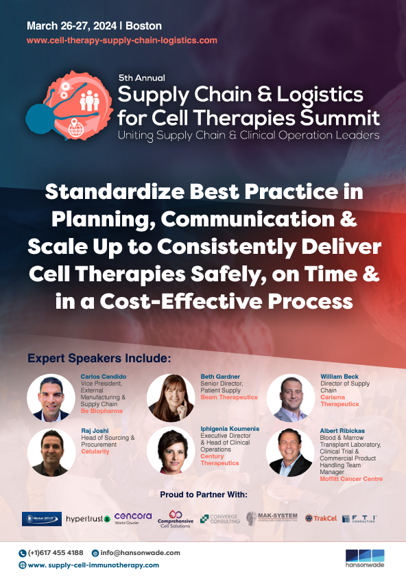 Supply Chain & Logistics for Cell & Gene Therapies Summit - Full Agenda